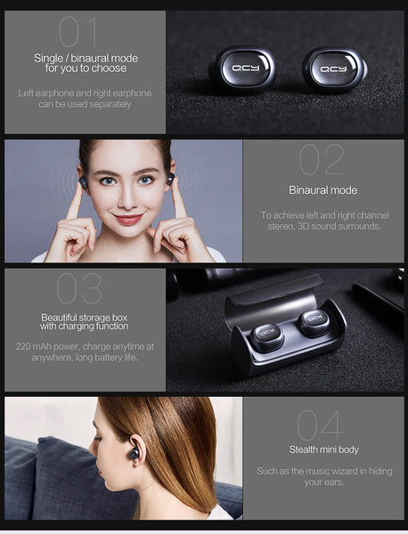 Mini Dual V4.1 Wireless Earphones Bluetooth Headphones with Charging Case