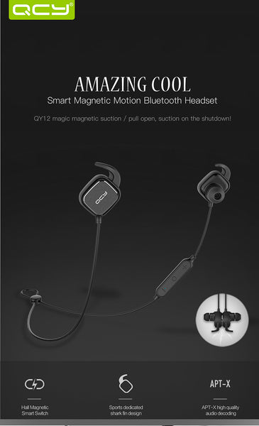 QY12 magnetic switch sports headphones wireless Bluetooth earphones