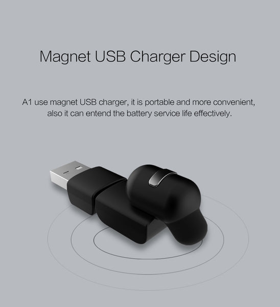 Mini Invisible Earphone Bluetooth Headphone Magnet USB Charger