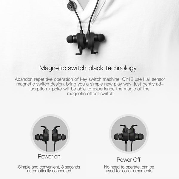 QY12 magnetic switch sports headphones wireless Bluetooth earphones