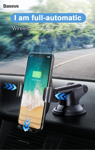 Baseus 2 in1 Qi Wireless Car Charger, Car Mount Mobile Phone Holder