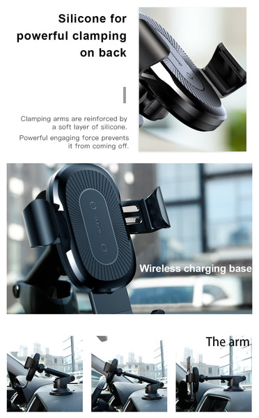 Baseus 2 in1 Qi Wireless Car Charger, Car Mount Mobile Phone Holder