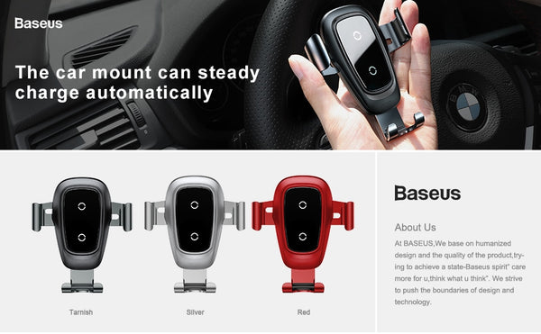 Wireless Car Charger , Air Vent Mount Gravity Car Holder