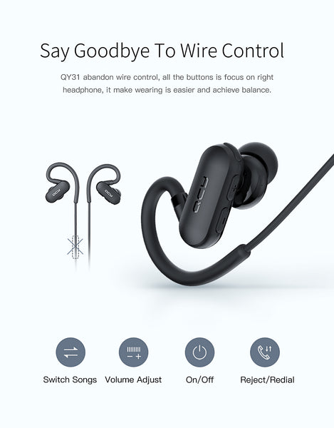 QCY QY31 ear hook sports earbuds running wireless headphones