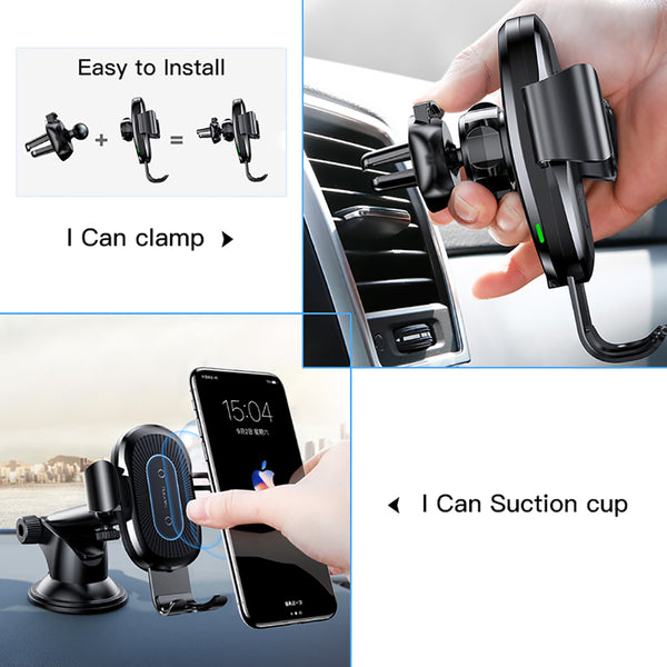 Baseus 2 in1 Qi Wireless Car Charger, Car Mount Mobile Phone Holder